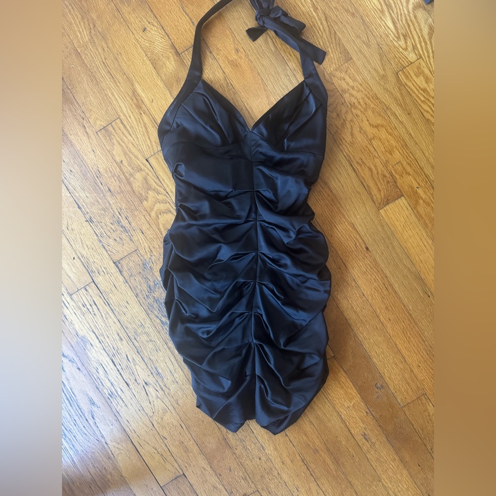 BCBGMaxAzria Black Satin Dress